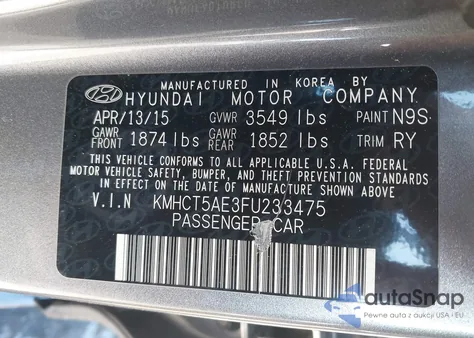 2015 Hyundai Accent Gs из США, поврежденный, VIN KMHCT5AE3FU233475